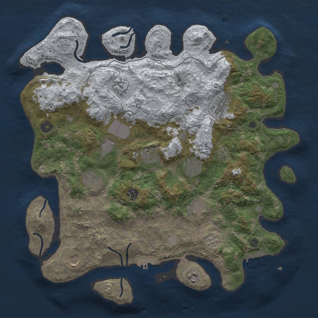 Rust Map: Procedural Map, Size: 4000, Seed: 878228, 20 Monuments