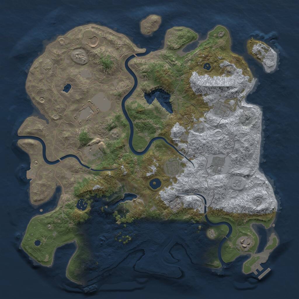 Rust Map: Procedural Map, Size: 4050, Seed: 1918168684, 15 Monuments