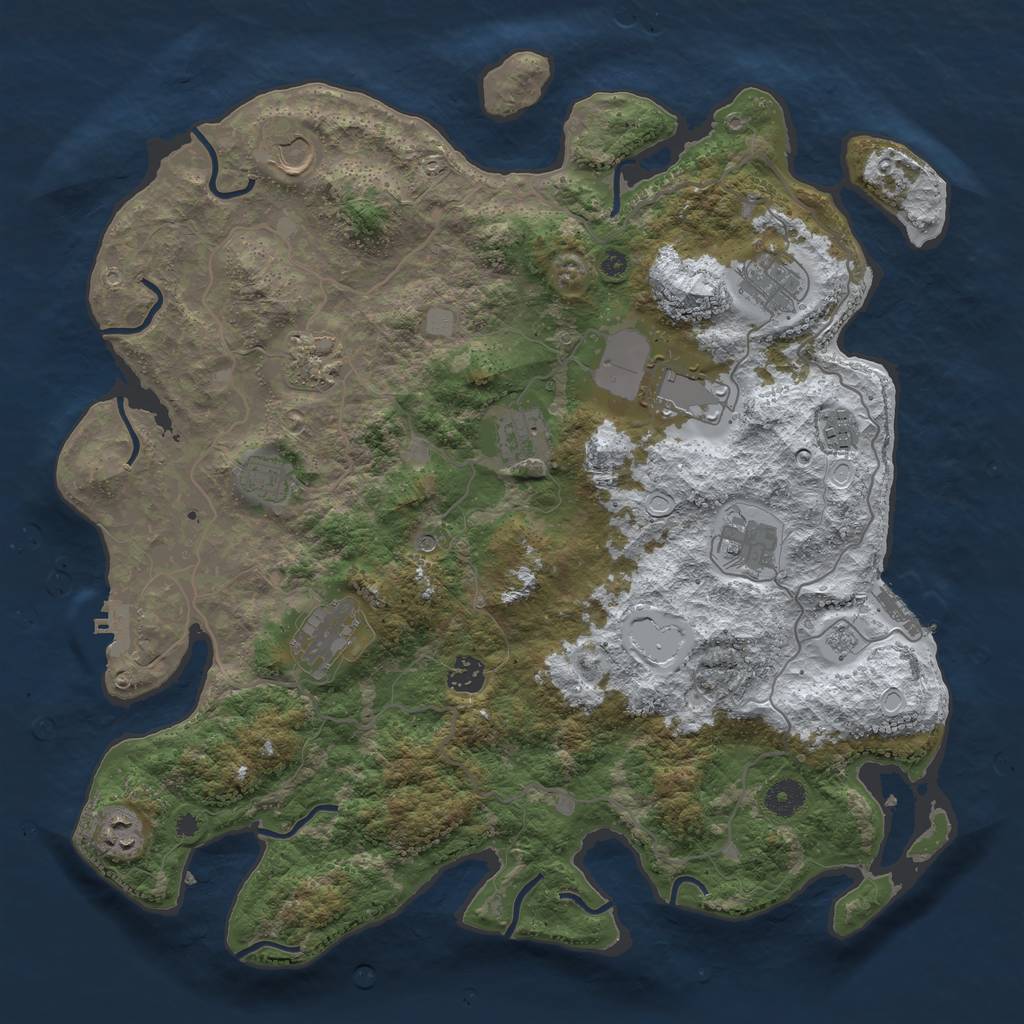 Rust Map: Procedural Map, Size: 4050, Seed: 1918168684, 20 Monuments