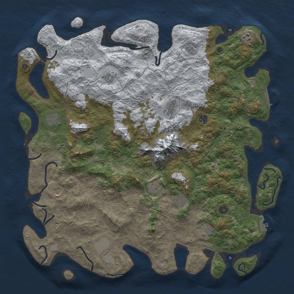 Rust Map: Procedural Map, Size: 5000, Seed: 1969553436, 20 Monuments