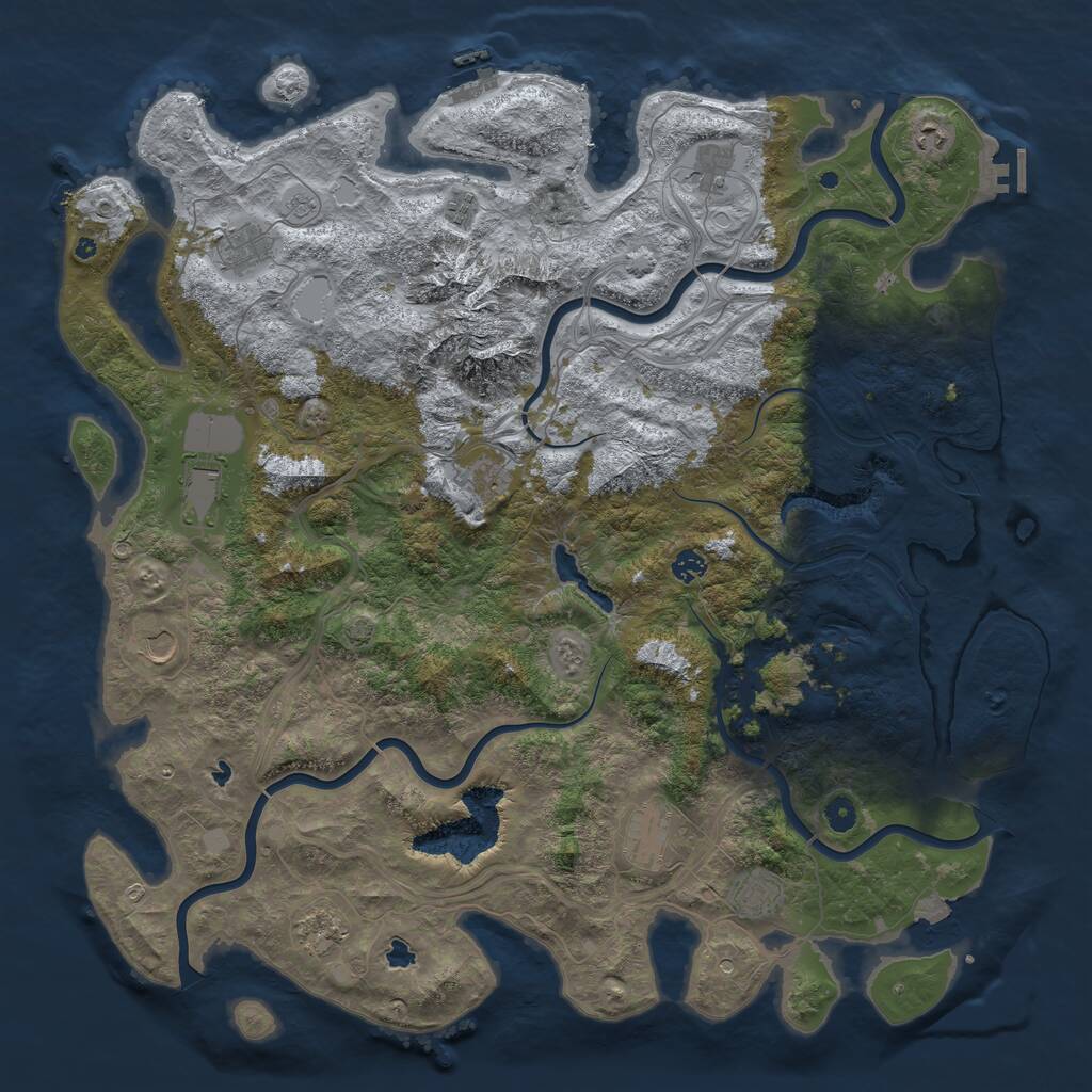 Rust Map: Procedural Map, Size: 5000, Seed: 1969553436, 17 Monuments