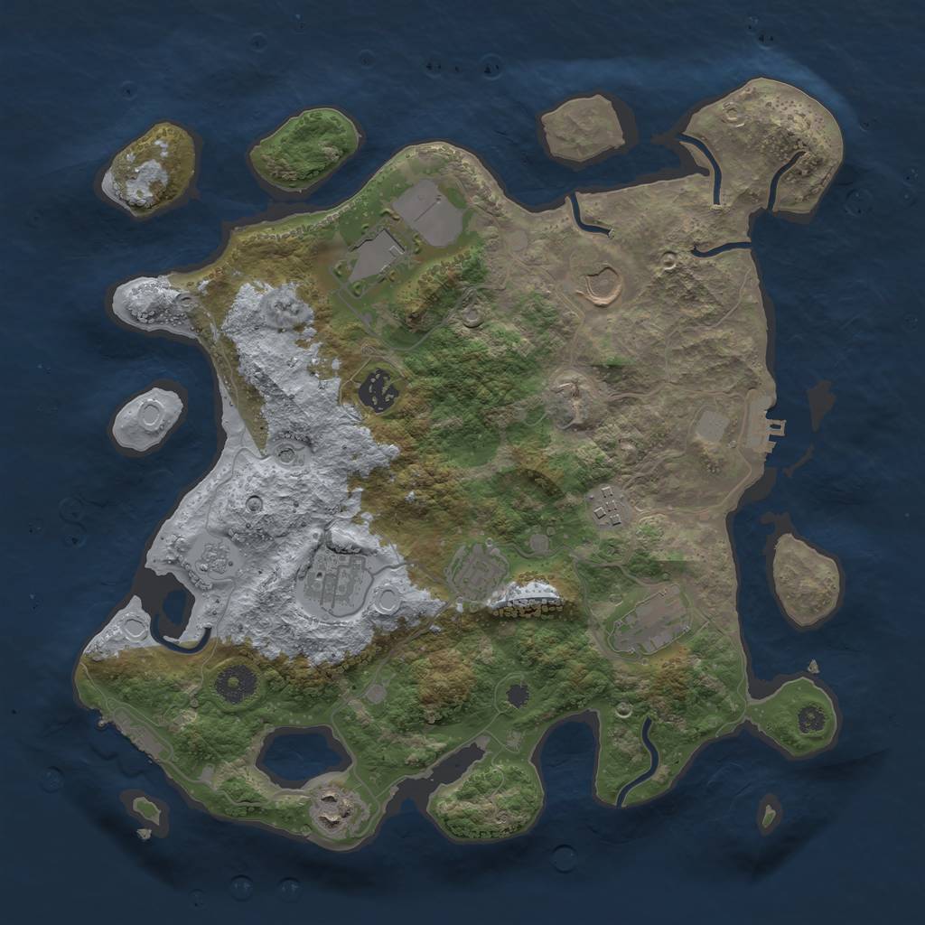 Rust Map: Procedural Map, Size: 3550, Seed: 66577, 15 Monuments