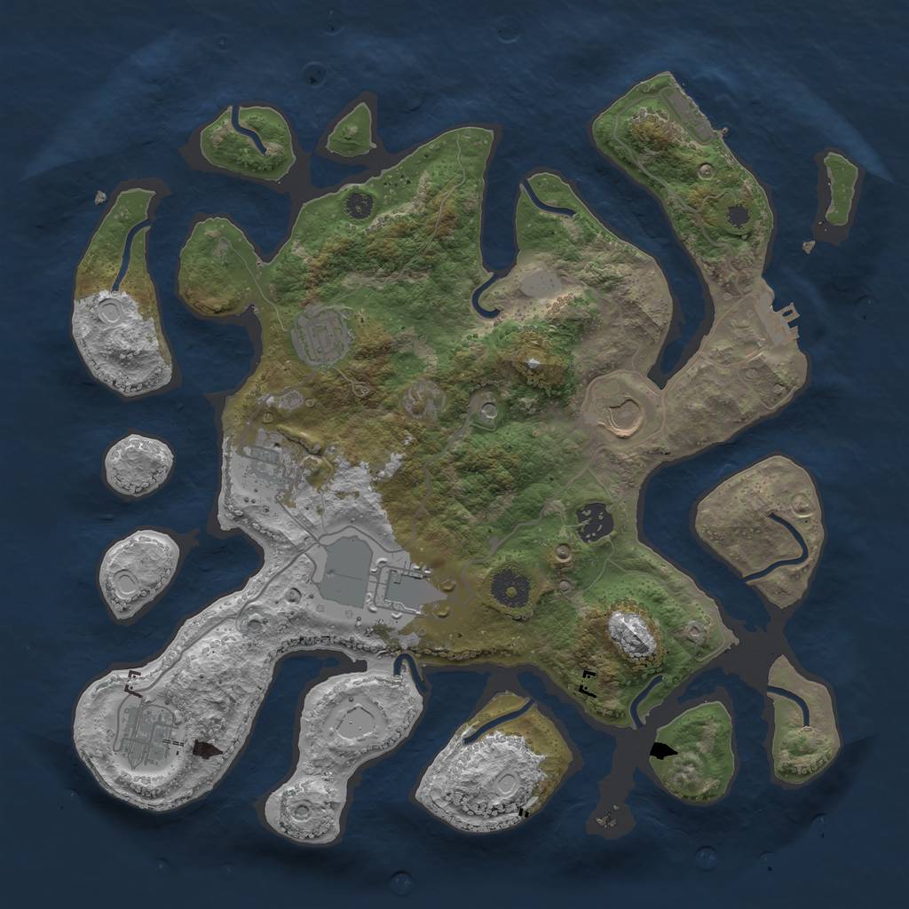 Rust Map: Procedural Map, Size: 3550, Seed: 735924, 14 Monuments