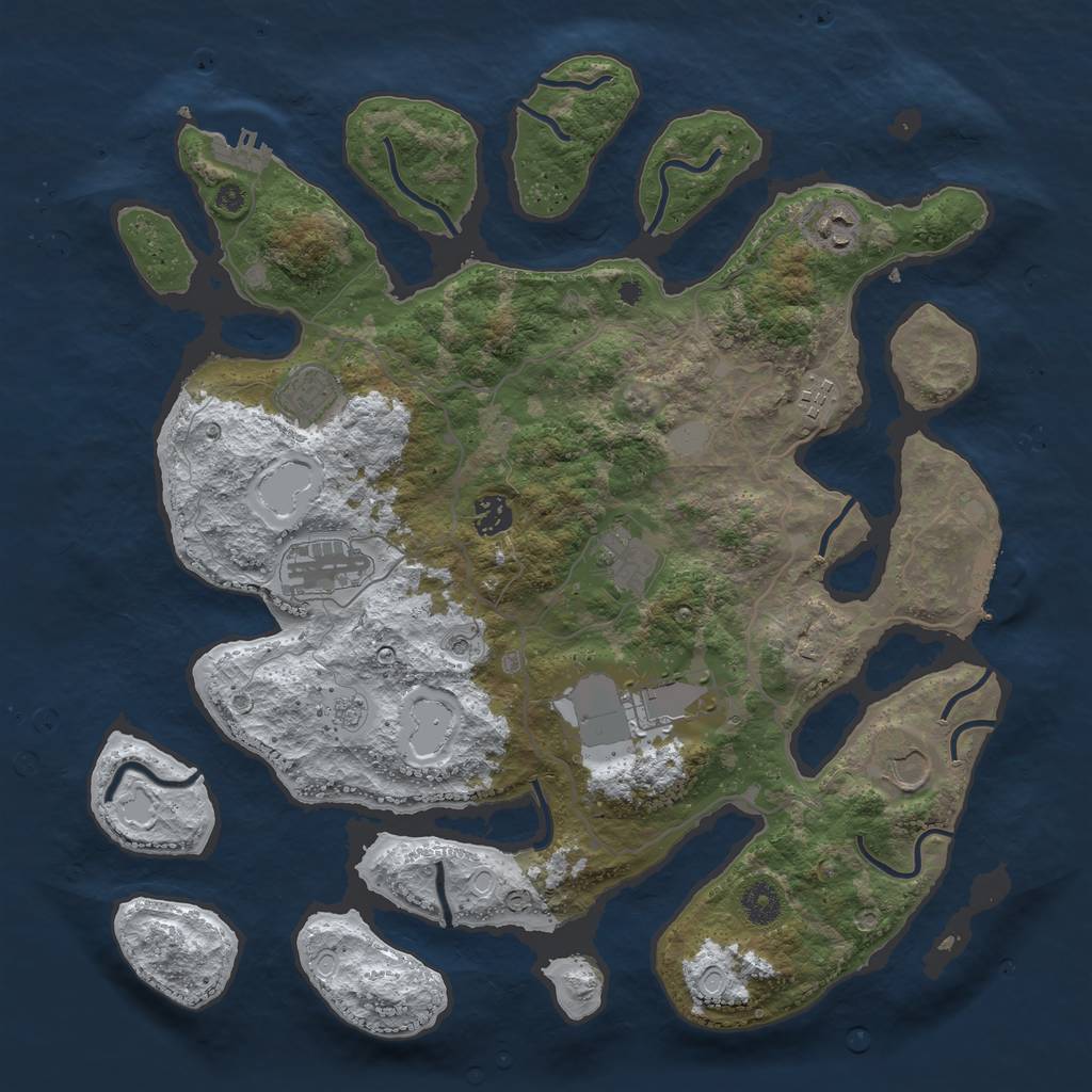 Rust Map: Procedural Map, Size: 4000, Seed: 251768, 17 Monuments