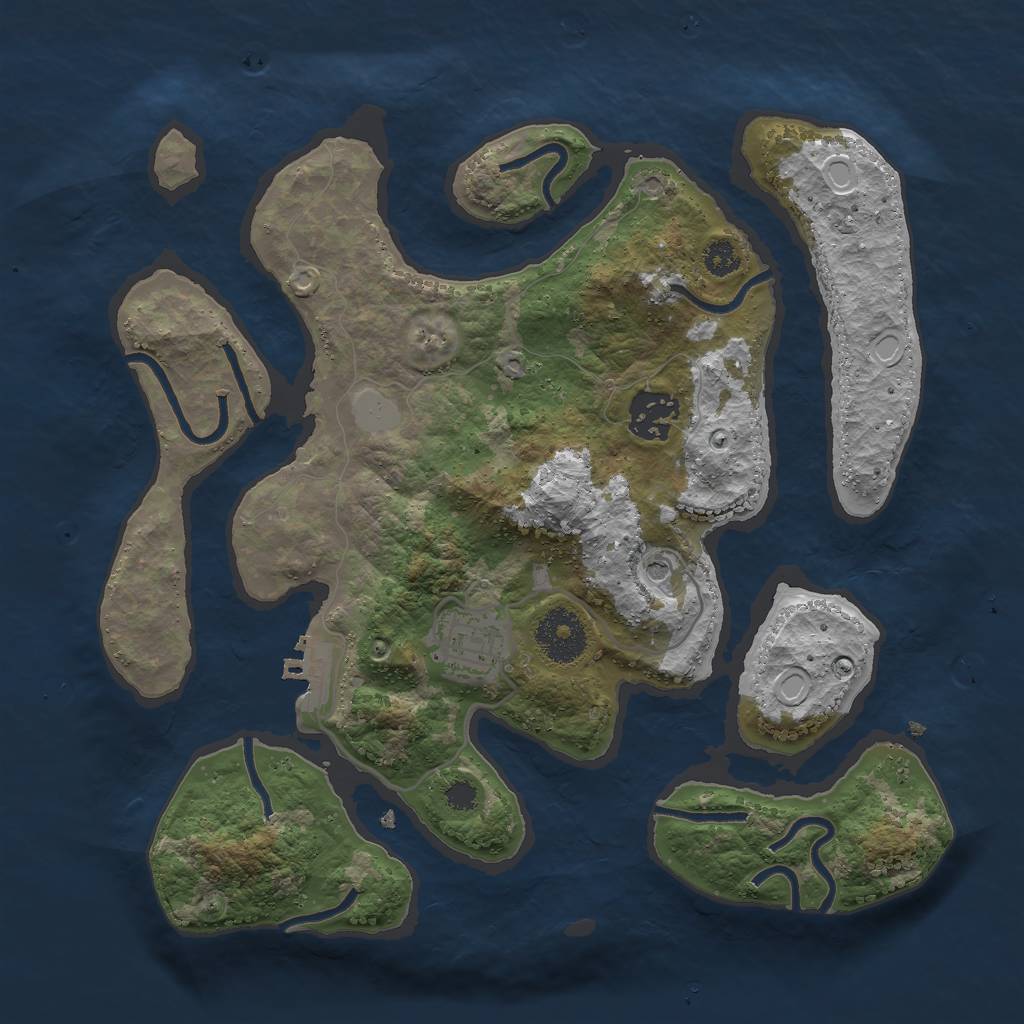 Rust Map: Procedural Map, Size: 3000, Seed: 1442102645, 9 Monuments