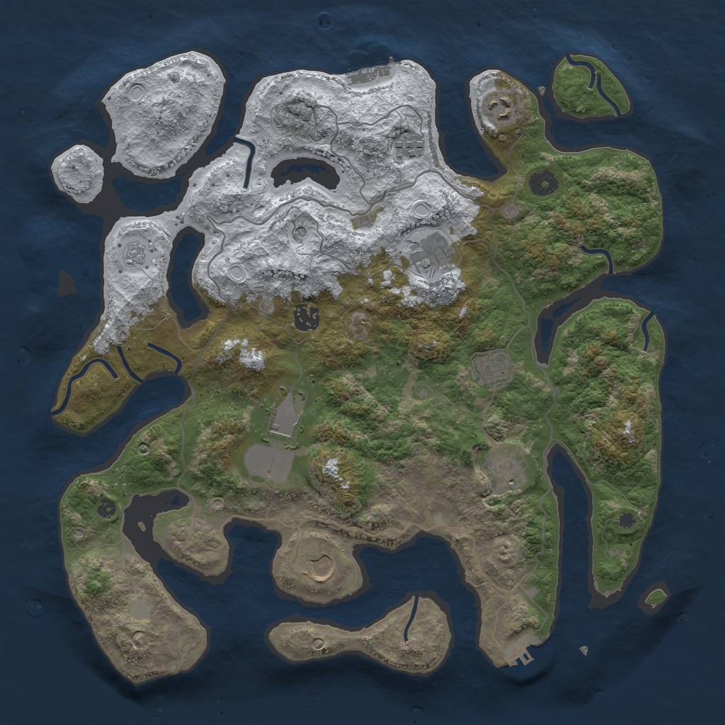 Rust Map: Procedural Map, Size: 4000, Seed: 63043, 17 Monuments