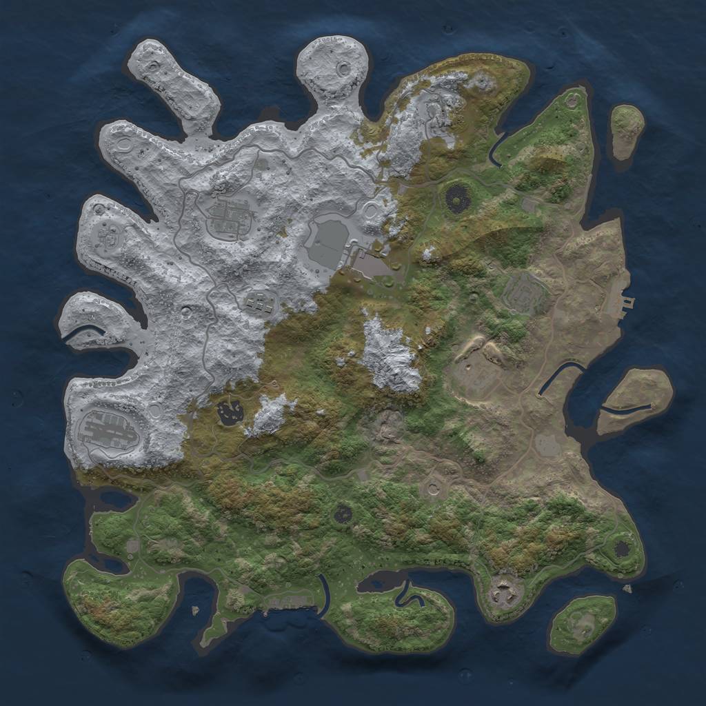 Rust Map: Procedural Map, Size: 4000, Seed: 409008, 16 Monuments