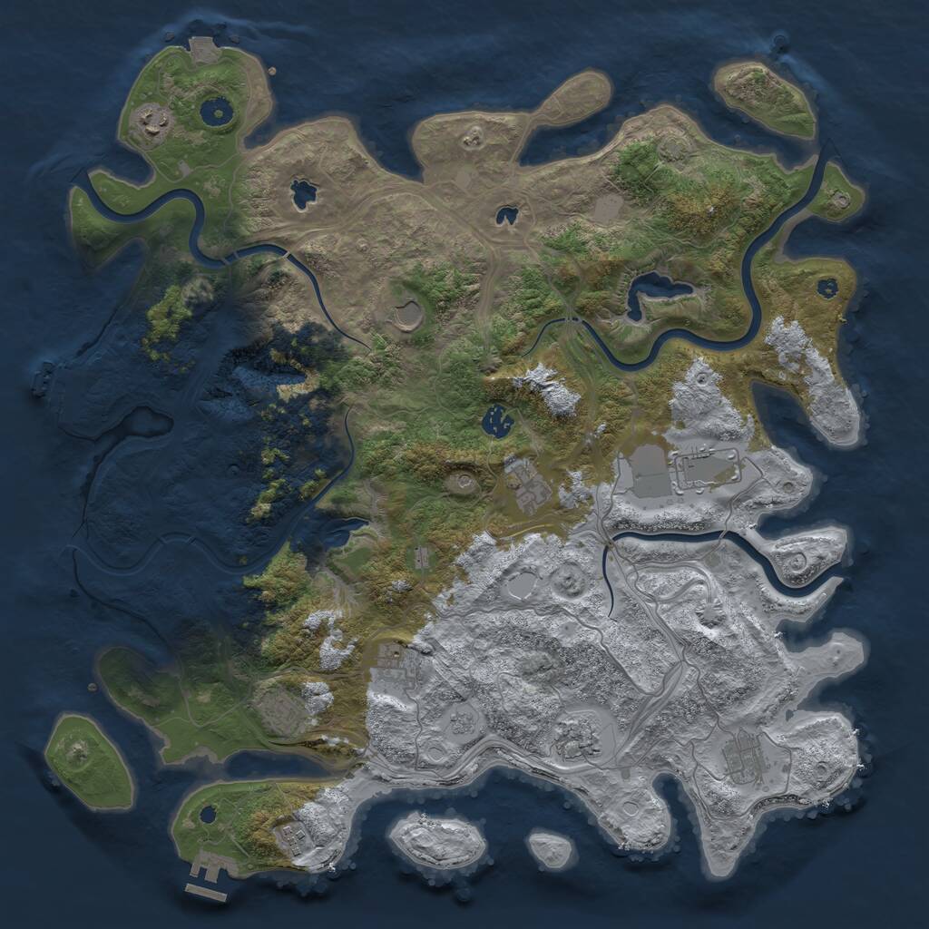 Rust Map: Procedural Map, Size: 4500, Seed: 43382192, 16 Monuments
