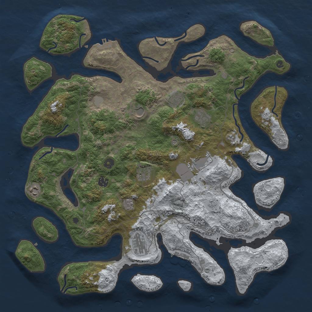 Rust Map: Procedural Map, Size: 4500, Seed: 43382192, 18 Monuments