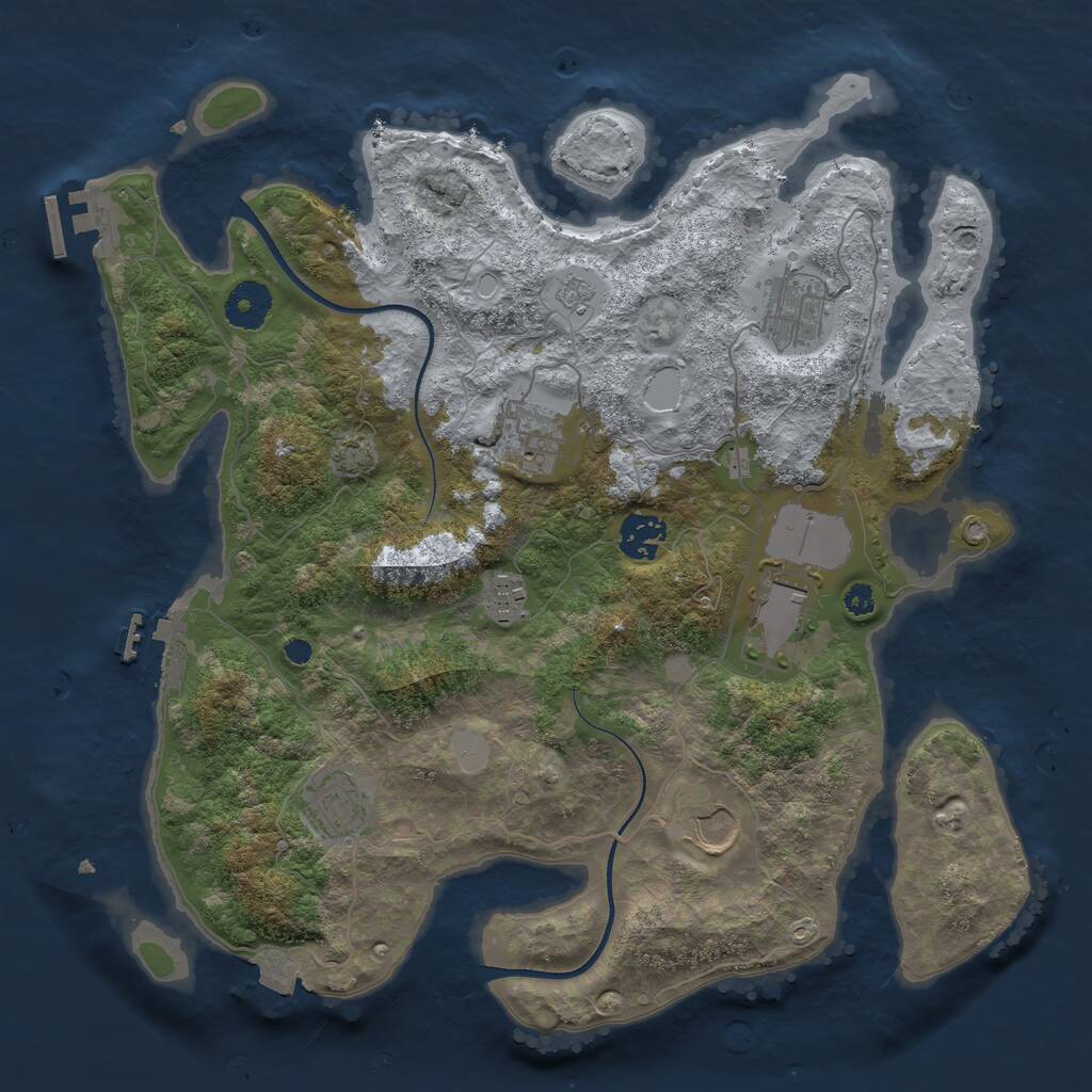 Rust Map: Procedural Map, Size: 3500, Seed: 1098872928, 12 Monuments