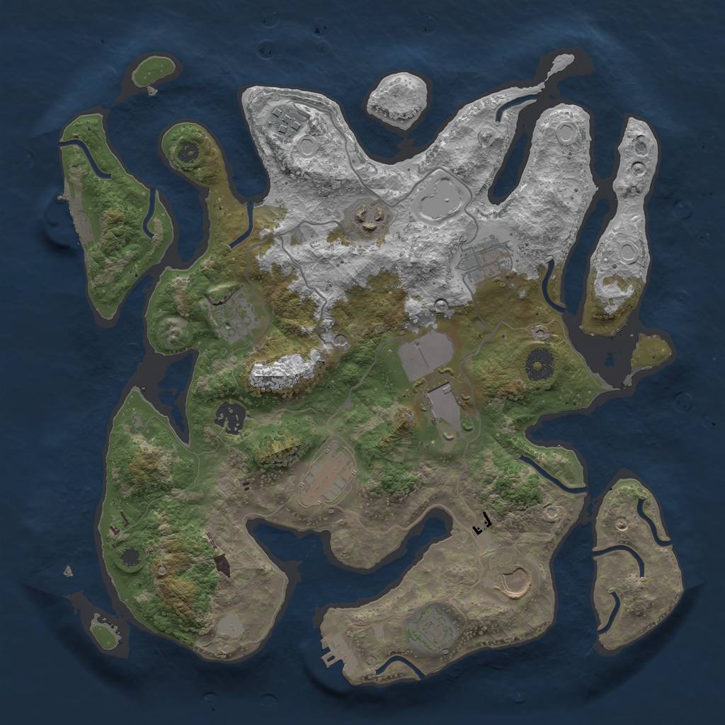 Rust Map: Procedural Map, Size: 3500, Seed: 1098872928, 17 Monuments