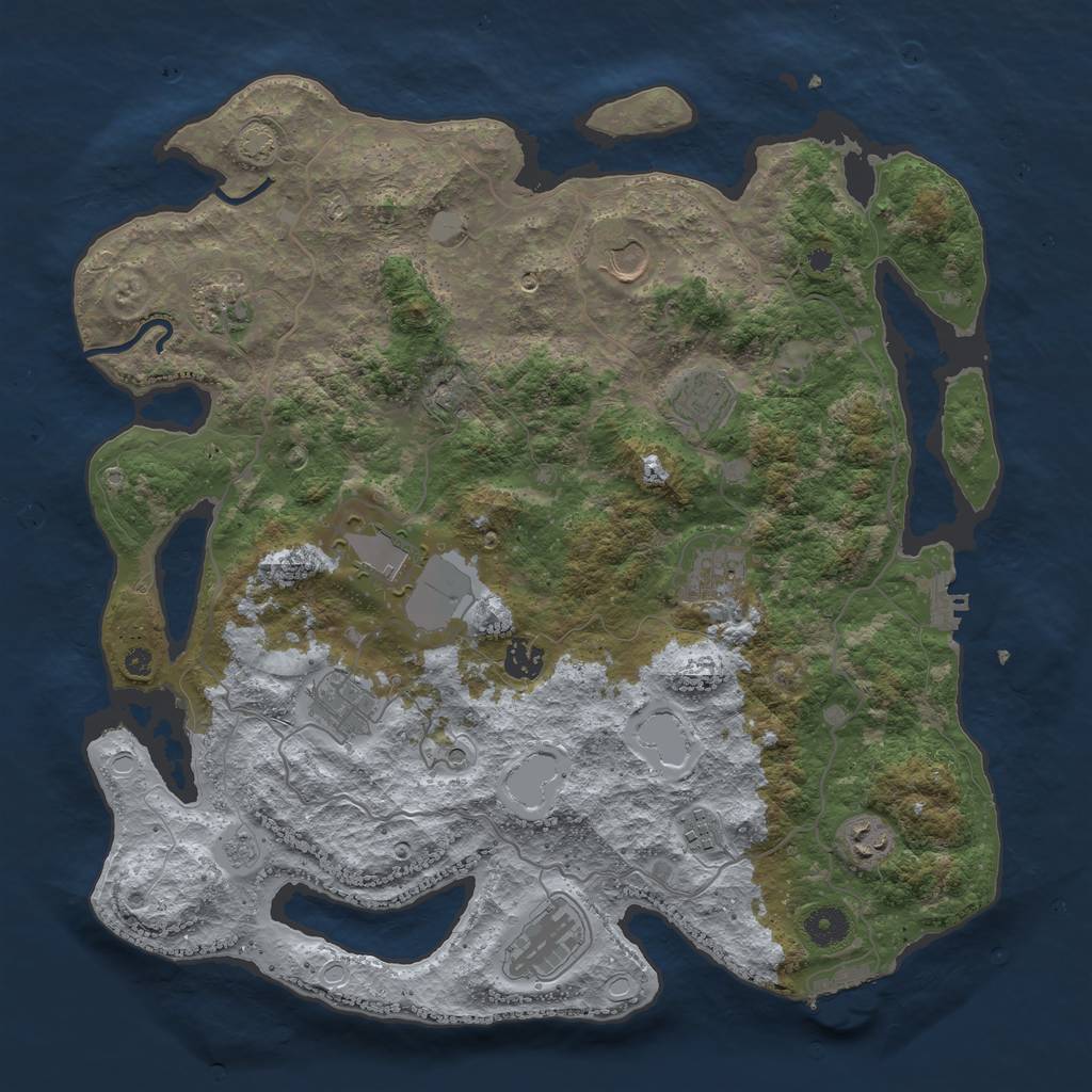 Rust Map: Procedural Map, Size: 4000, Seed: 538740, 18 Monuments