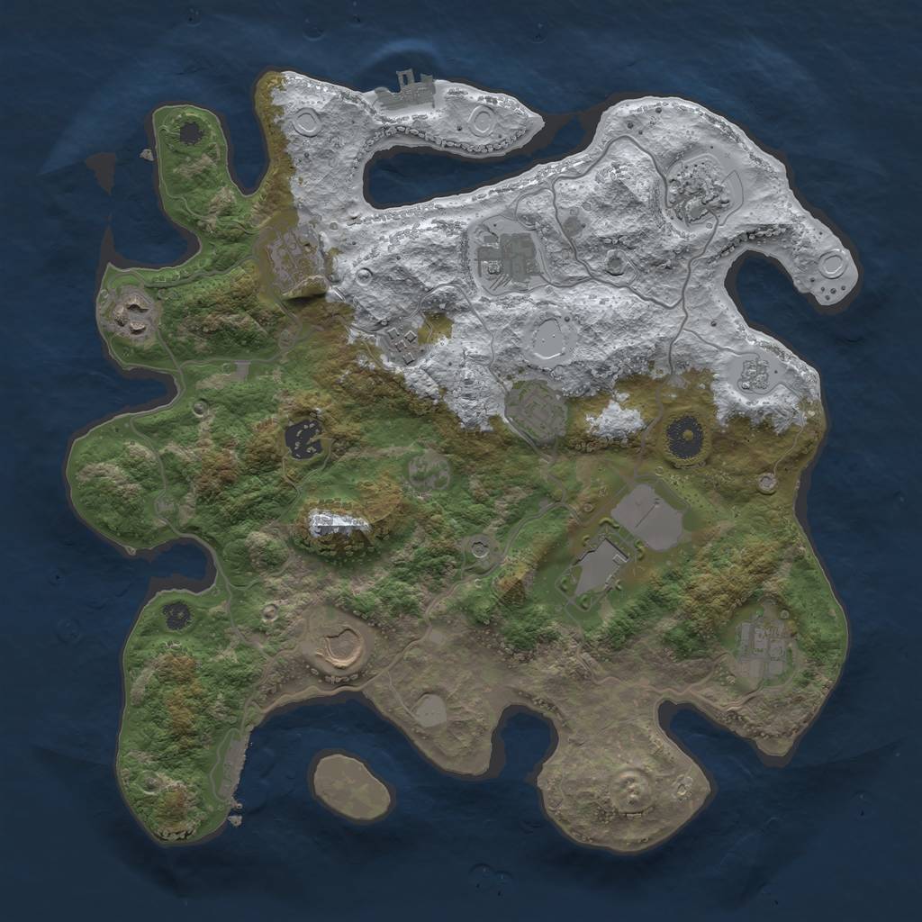 Rust Map: Procedural Map, Size: 3500, Seed: 21123037, 19 Monuments