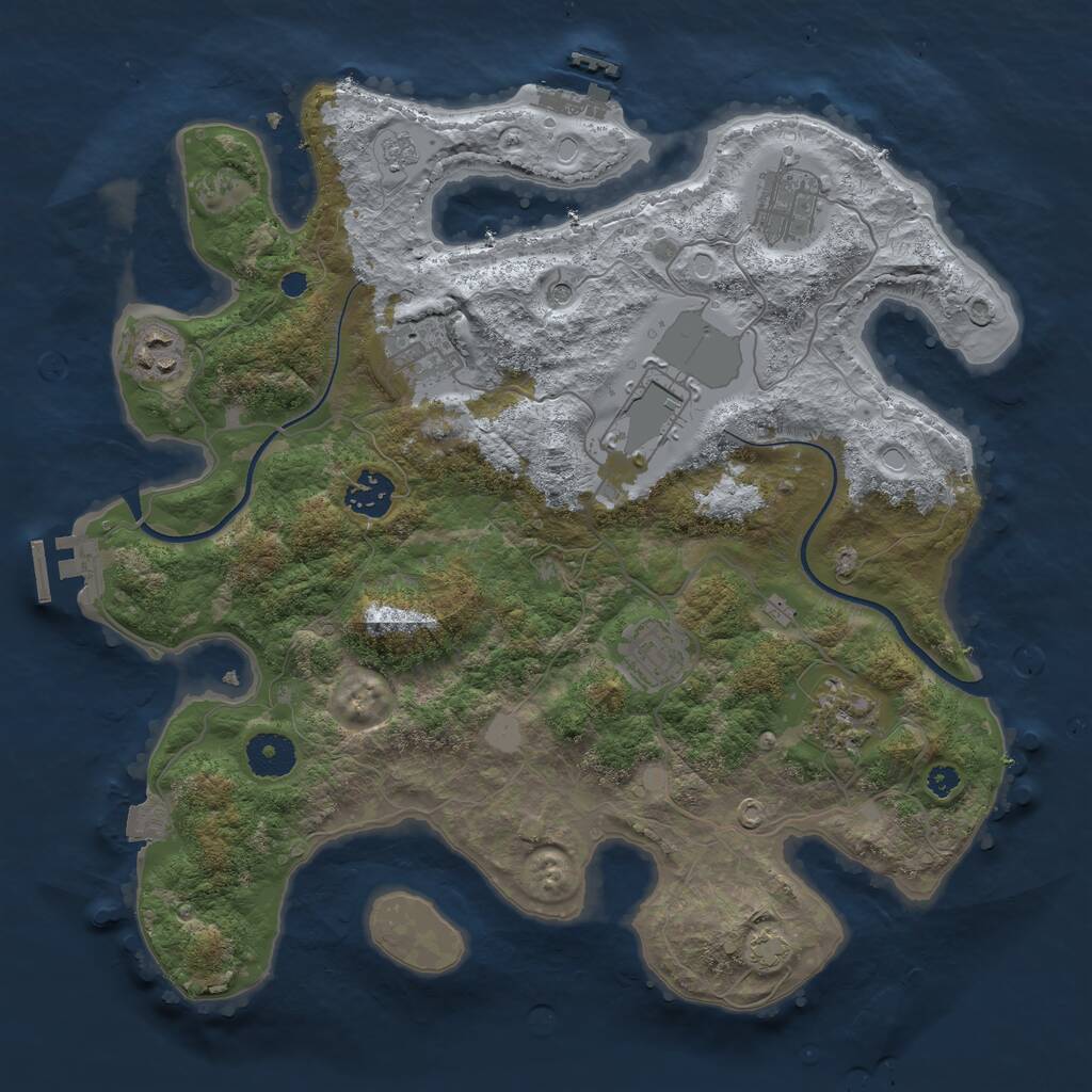 Rust Map: Procedural Map, Size: 3500, Seed: 21123037, 13 Monuments