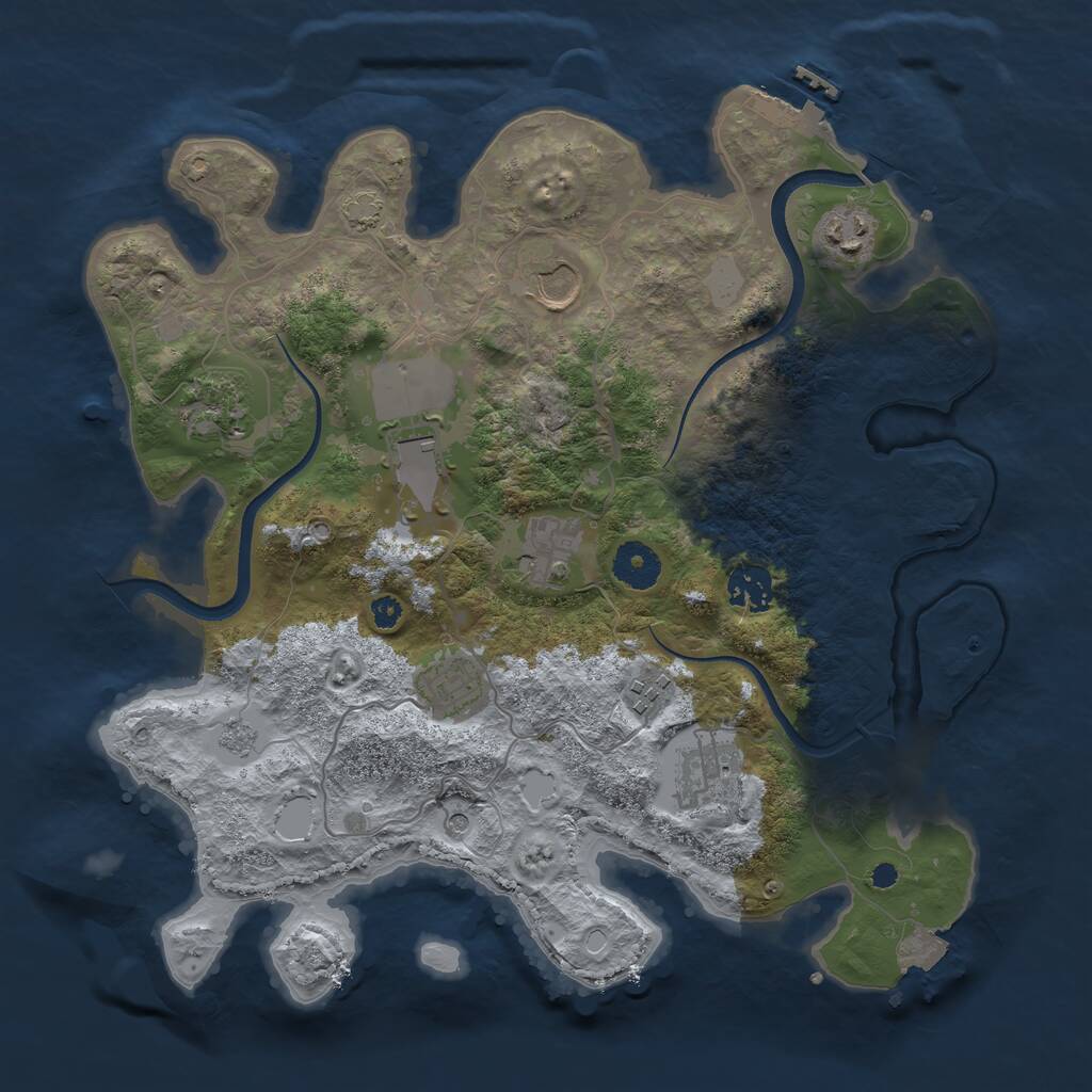 Rust Map: Procedural Map, Size: 3500, Seed: 1987994905, 14 Monuments