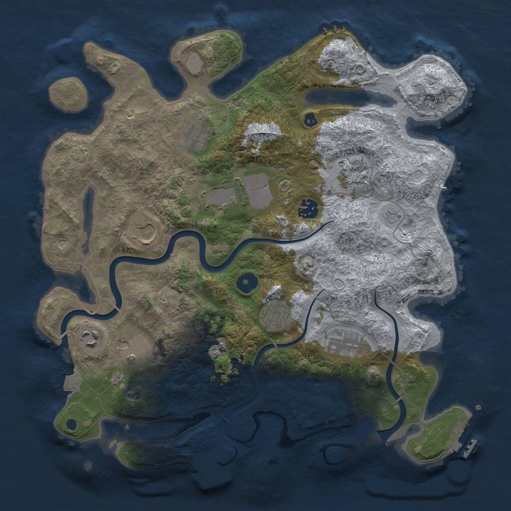 Rust Map: Procedural Map, Size: 3800, Seed: 607731, 16 Monuments