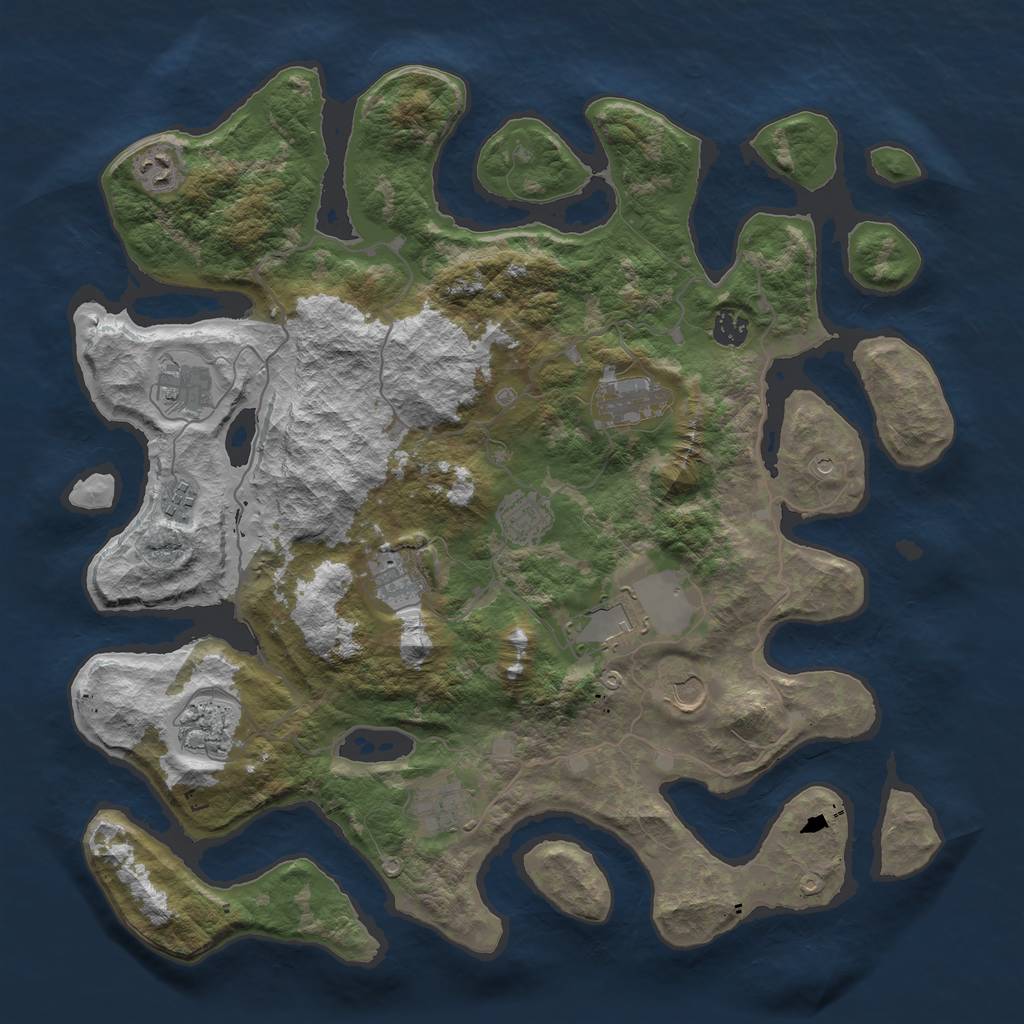 Rust Map: Barren, Size: 4250, Seed: 803635051, 14 Monuments