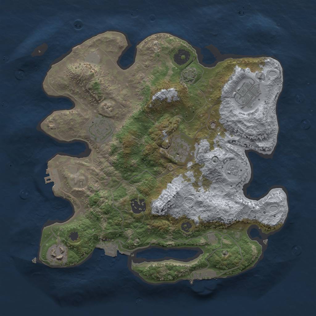 Rust Map: Procedural Map, Size: 3000, Seed: 9876513, 12 Monuments