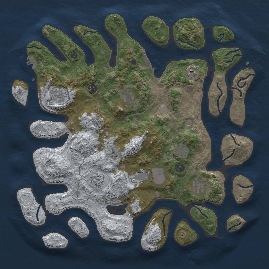 Rust Map: Procedural Map, Size: 4250, Seed: 6969, 18 Monuments