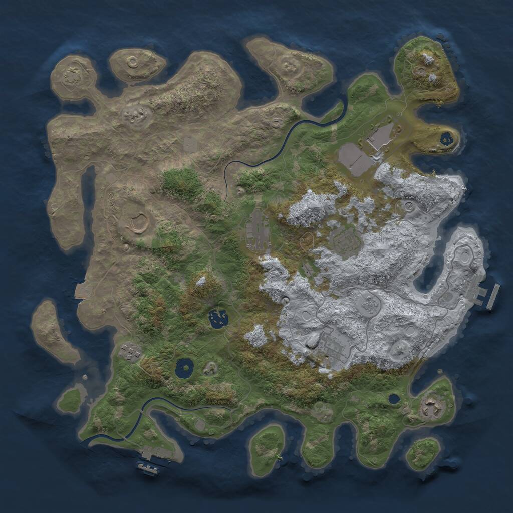 Rust Map: Procedural Map, Size: 3888, Seed: 128, 14 Monuments