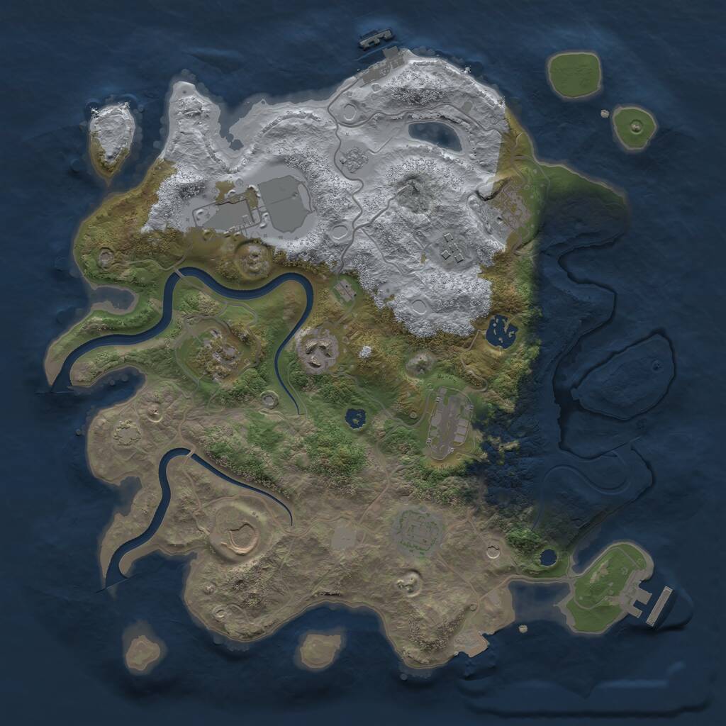 Rust Map: Procedural Map, Size: 3500, Seed: 658651935, 15 Monuments