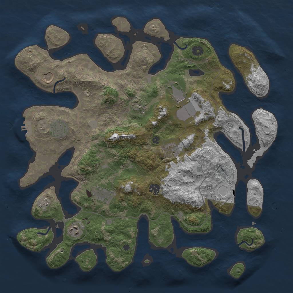 Rust Map: Procedural Map, Size: 4000, Seed: 692015, 16 Monuments