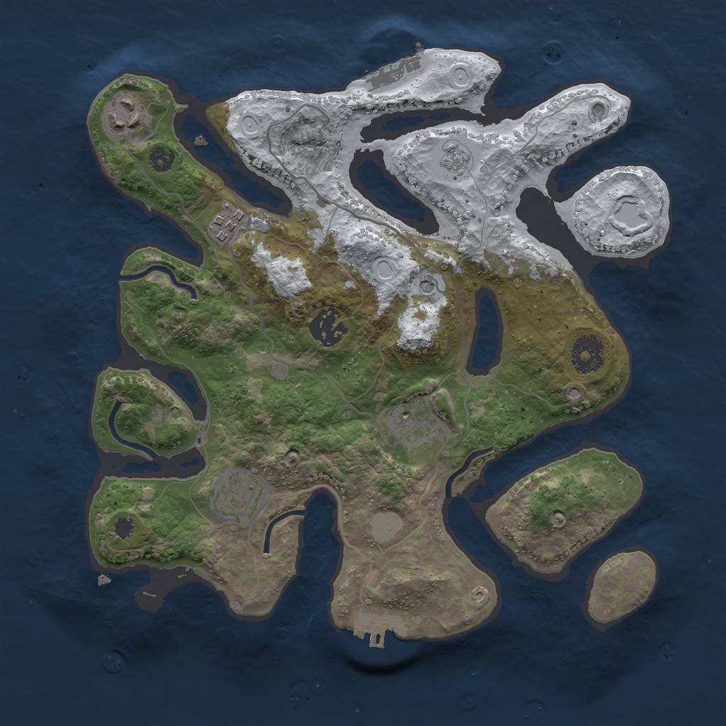 Rust Map: Procedural Map, Size: 3000, Seed: 15090404, 14 Monuments