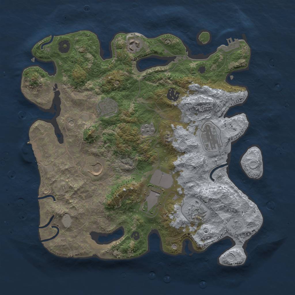 Rust Map: Procedural Map, Size: 3500, Seed: 984128258, 17 Monuments