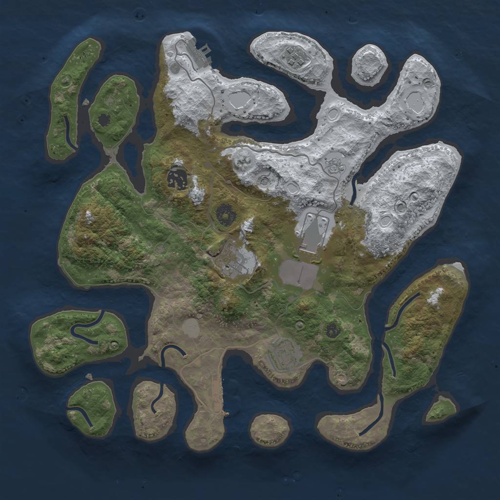 Rust Map: Procedural Map, Size: 3500, Seed: 36542, 14 Monuments