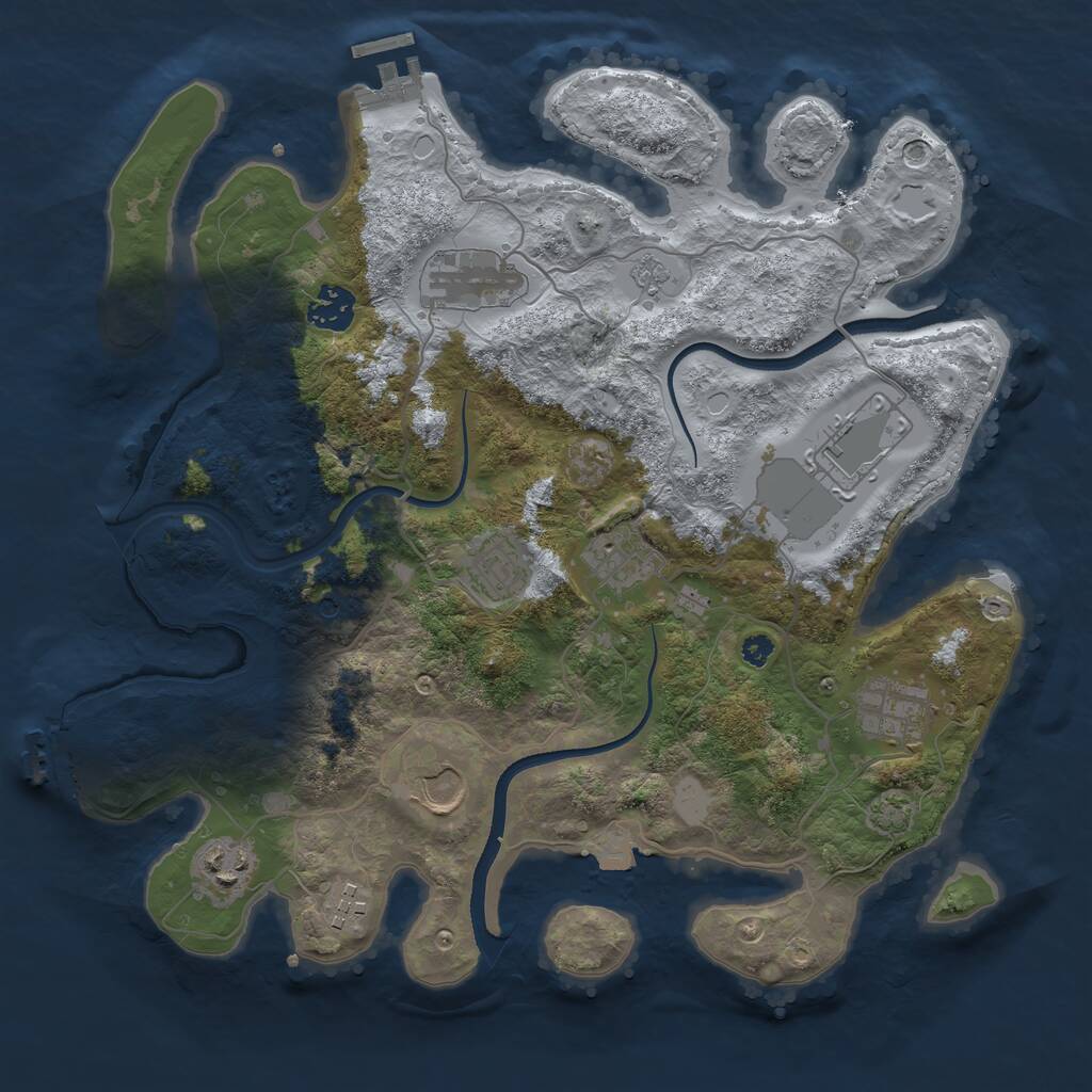 Rust Map: Procedural Map, Size: 3500, Seed: 36542, 15 Monuments