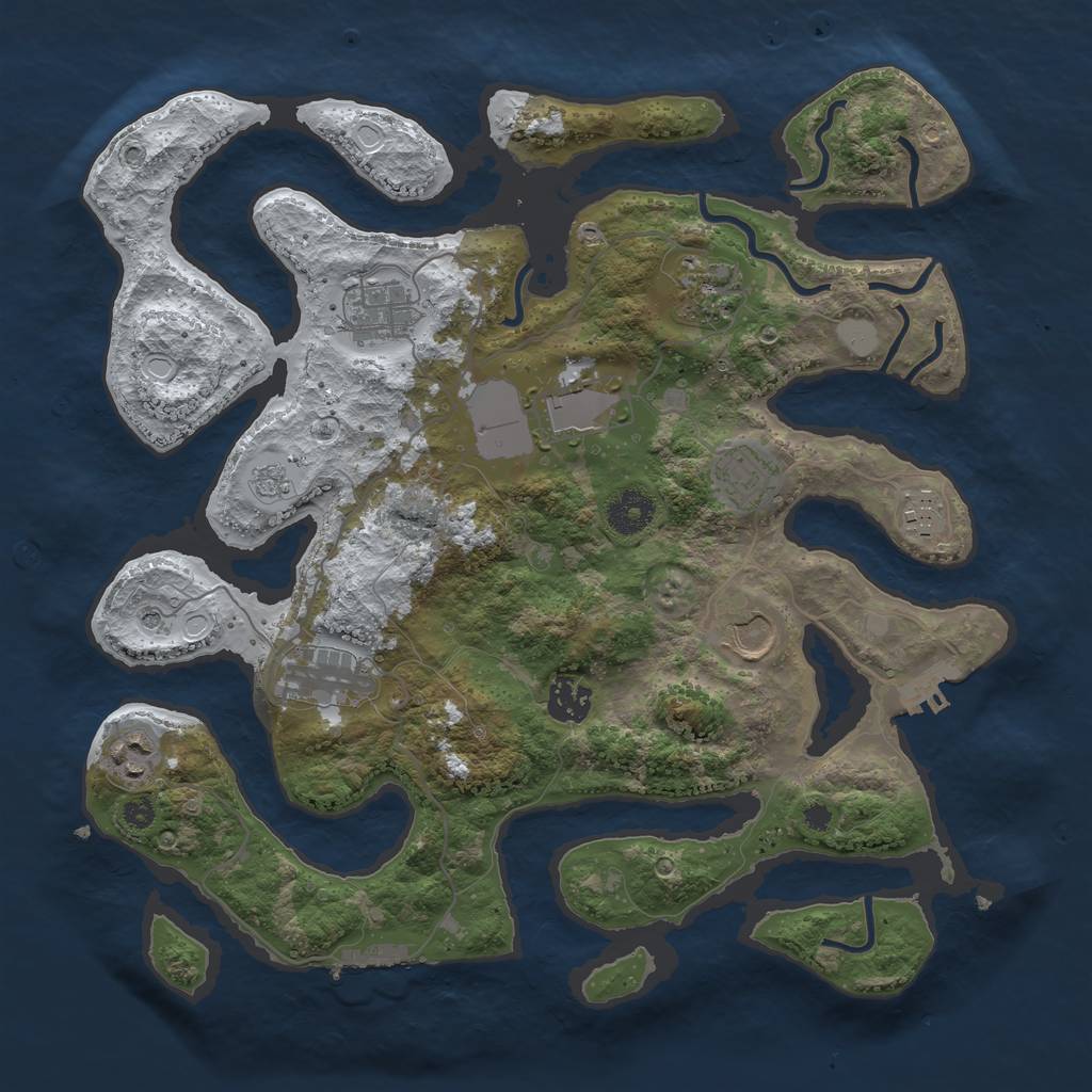 Rust Map: Procedural Map, Size: 3600, Seed: 568742, 18 Monuments