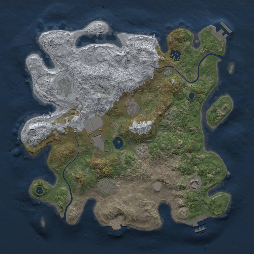 Rust Map: Procedural Map, Size: 3500, Seed: 4024743, 13 Monuments