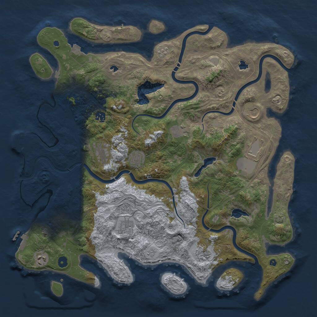 Rust Map: Procedural Map, Size: 4500, Seed: 98215436, 16 Monuments