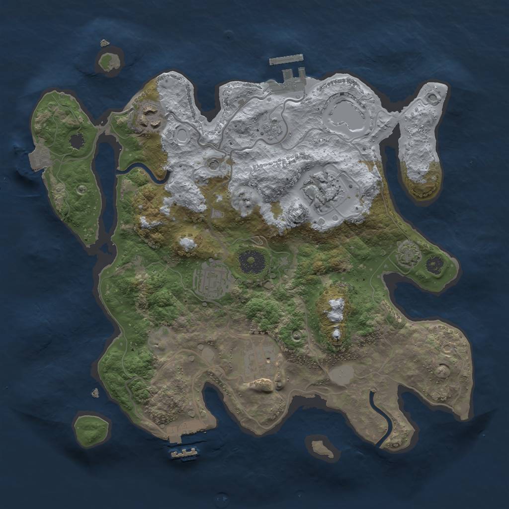 Rust Map: Procedural Map, Size: 3000, Seed: 1907955205, 12 Monuments