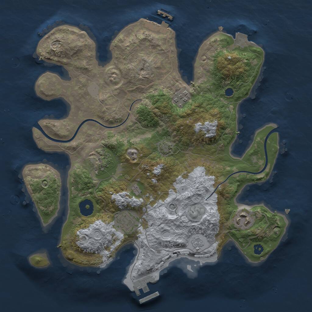 Rust Map: Procedural Map, Size: 3000, Seed: 32166986, 10 Monuments