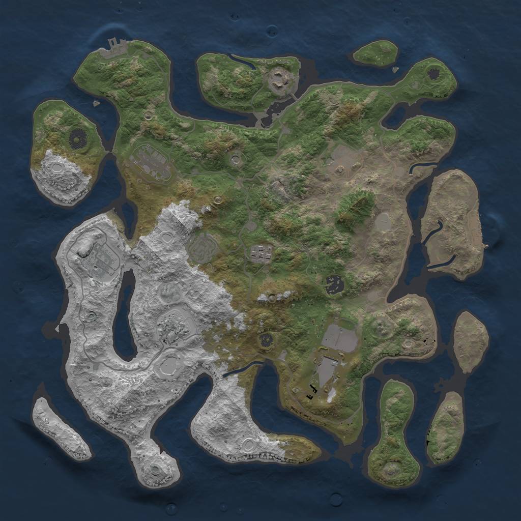 Rust Map: Procedural Map, Size: 4000, Seed: 736816, 17 Monuments