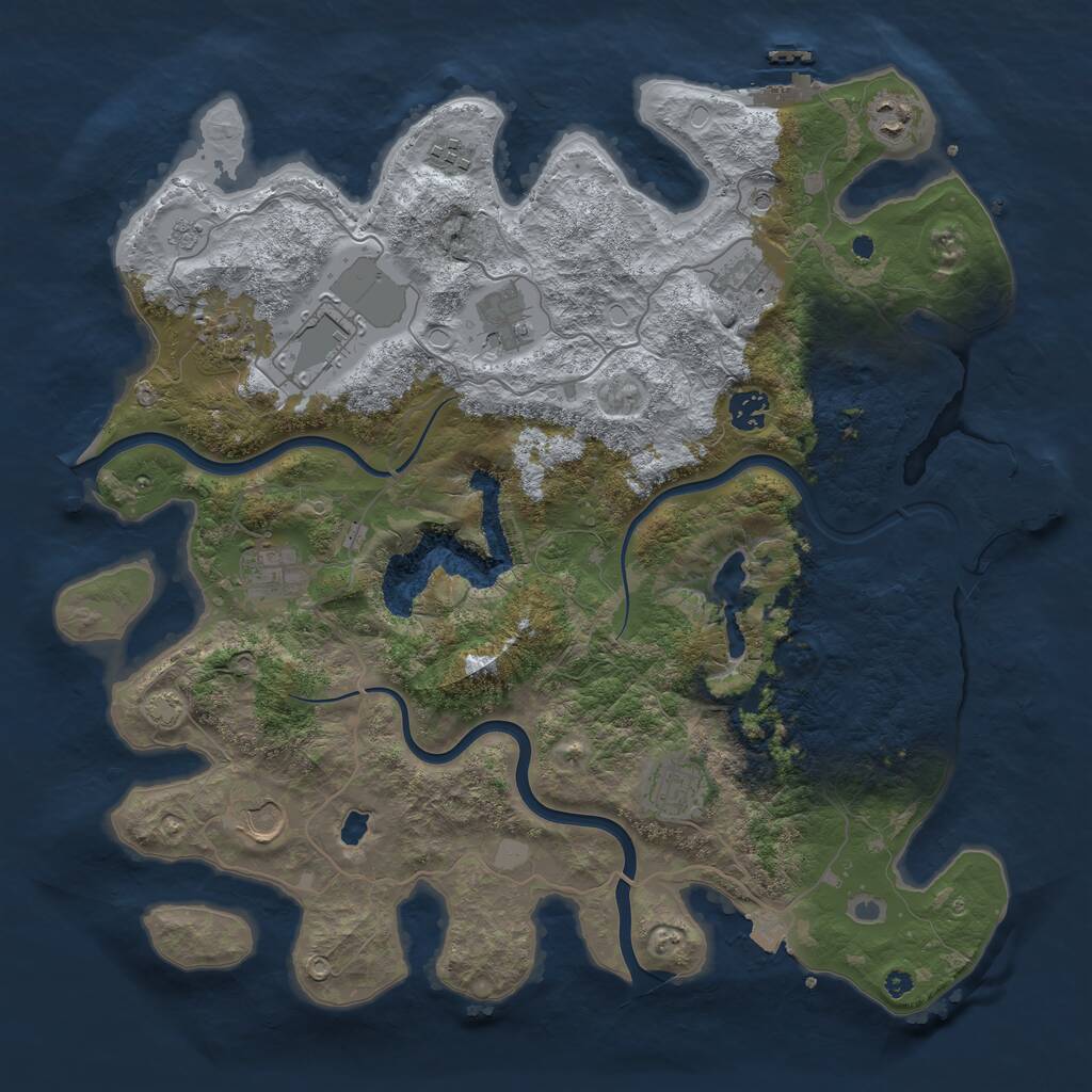Rust Map: Procedural Map, Size: 4000, Seed: 746510, 16 Monuments