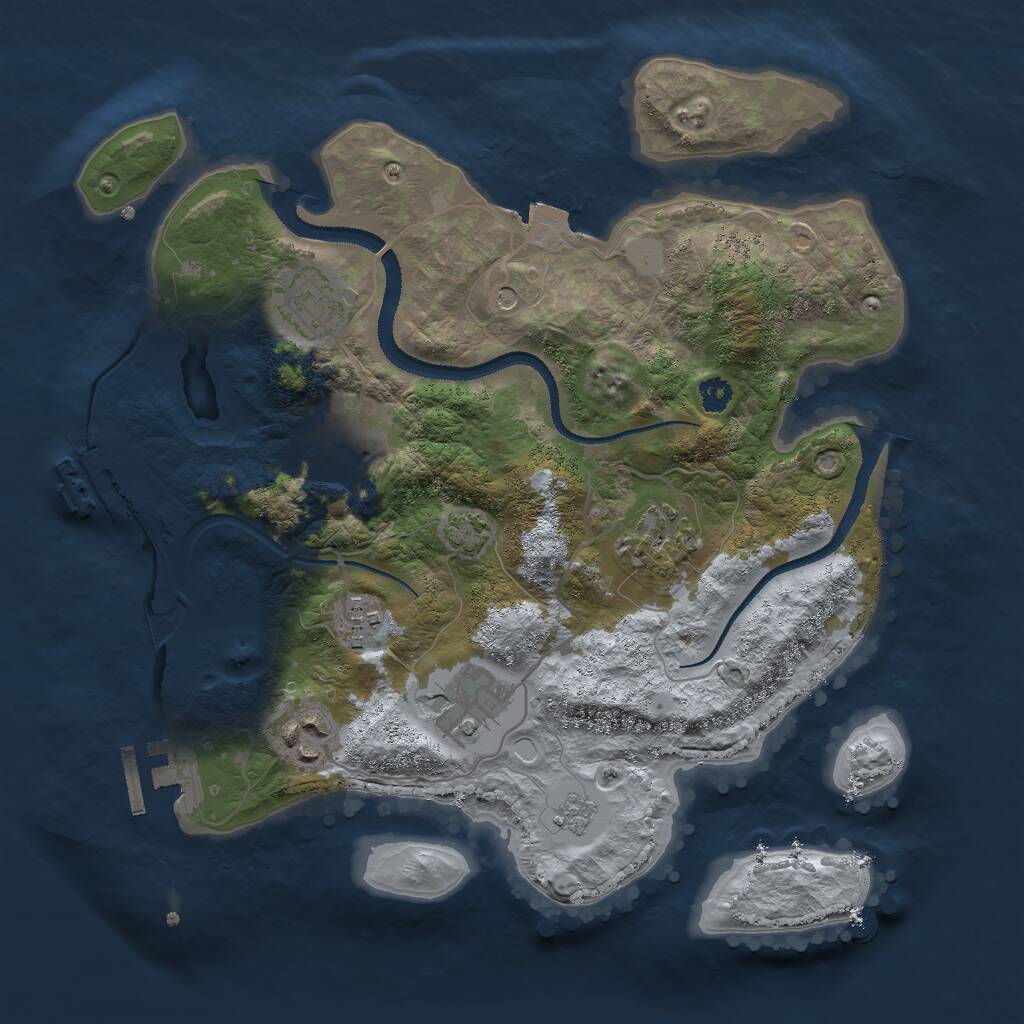 Rust Map: Procedural Map, Size: 3000, Seed: 1338191095, 12 Monuments