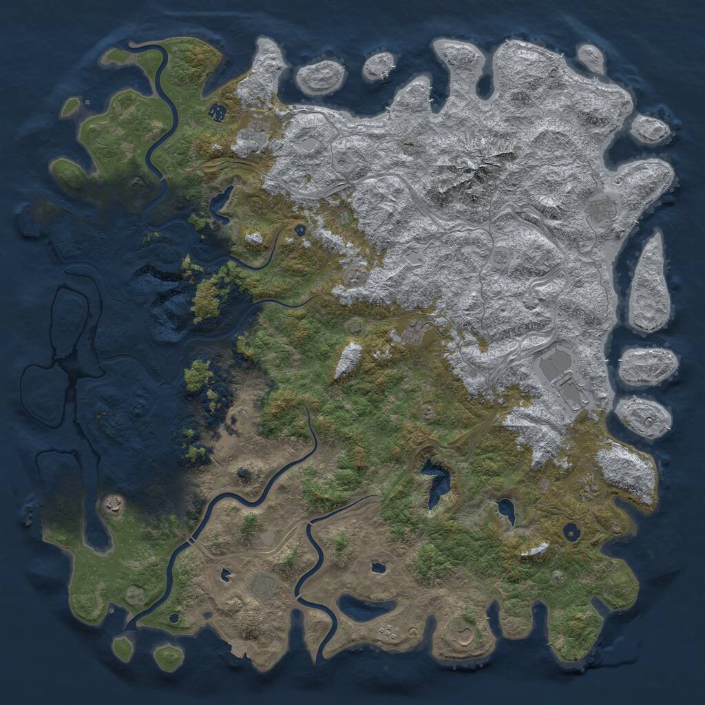 Rust Map: Procedural Map, Size: 6000, Seed: 104998600, 17 Monuments