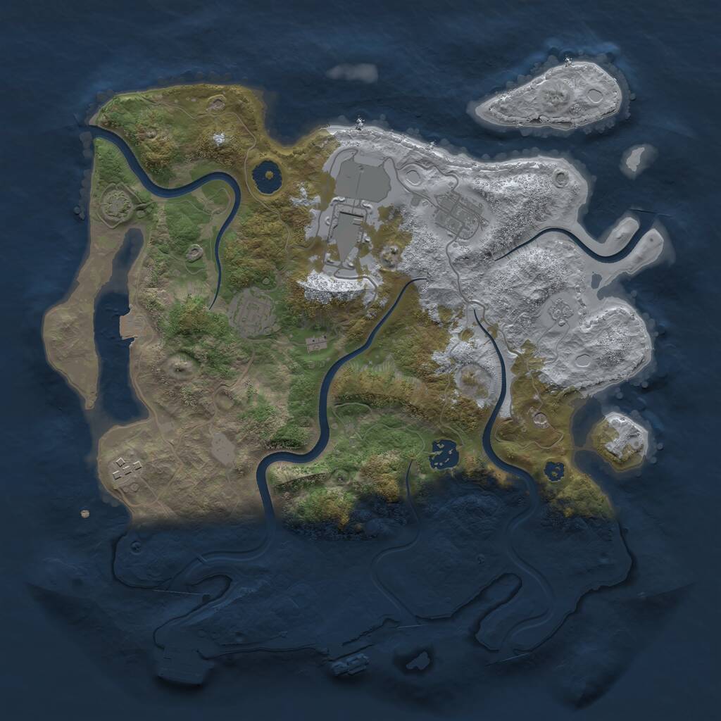 Rust Map: Procedural Map, Size: 3550, Seed: 303993, 11 Monuments