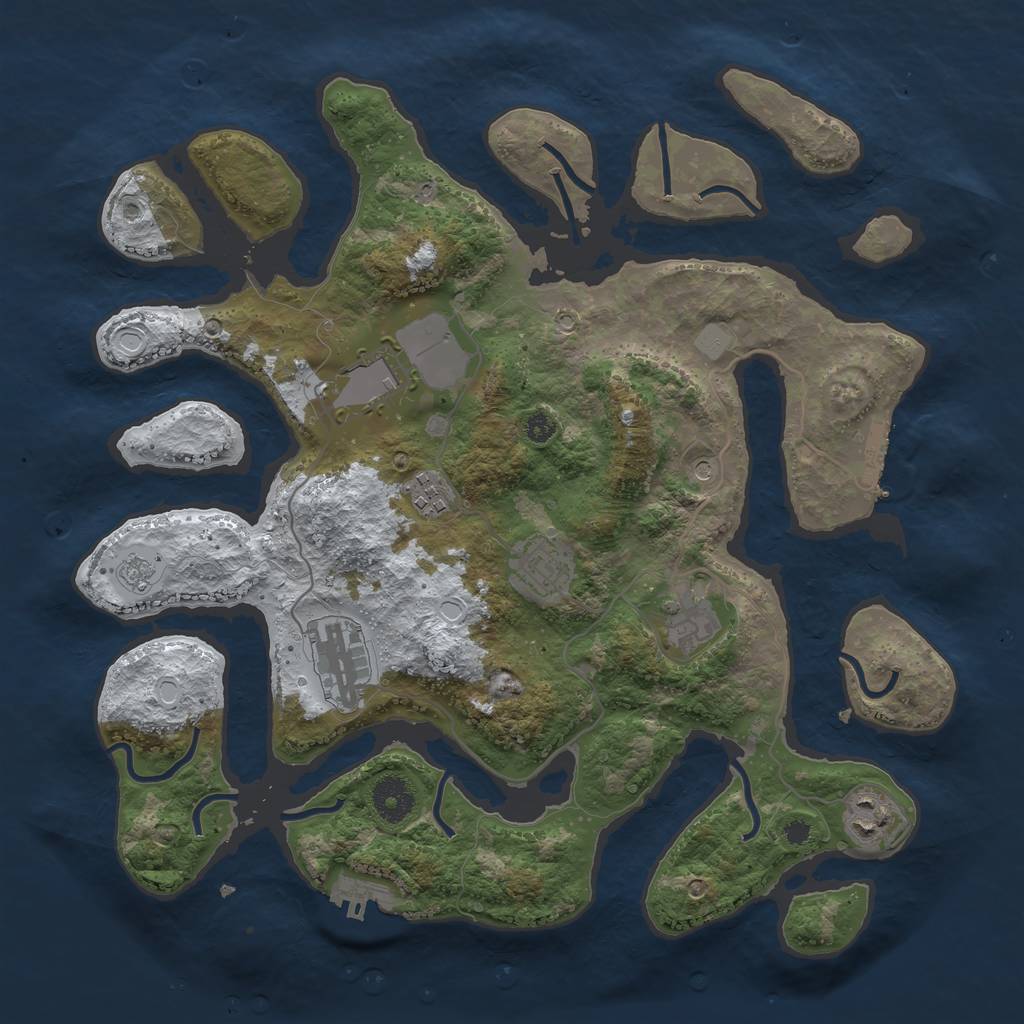 Rust Map: Procedural Map, Size: 3600, Seed: 123456, 15 Monuments