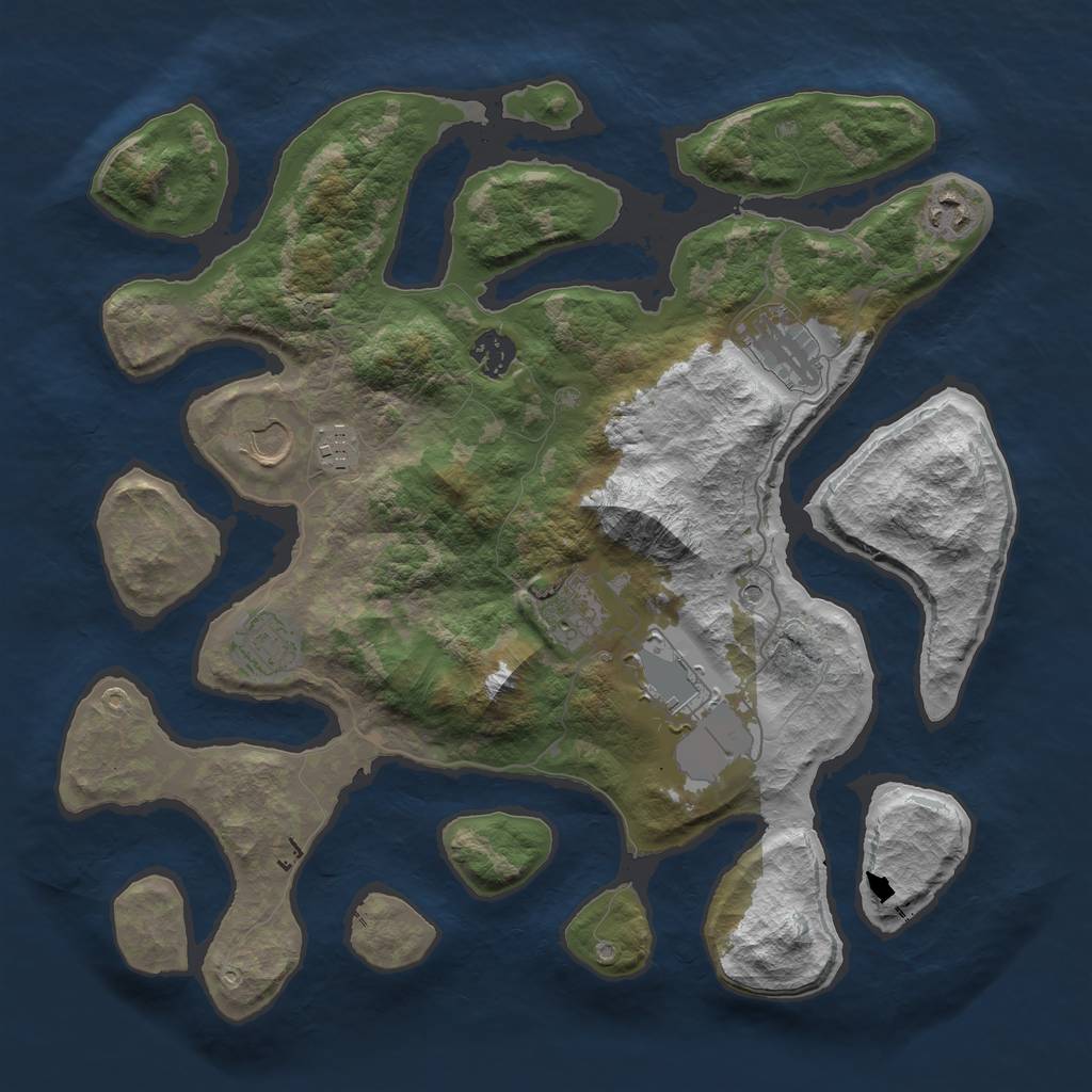 Rust Map: Barren, Size: 3700, Seed: 225651971, 11 Monuments