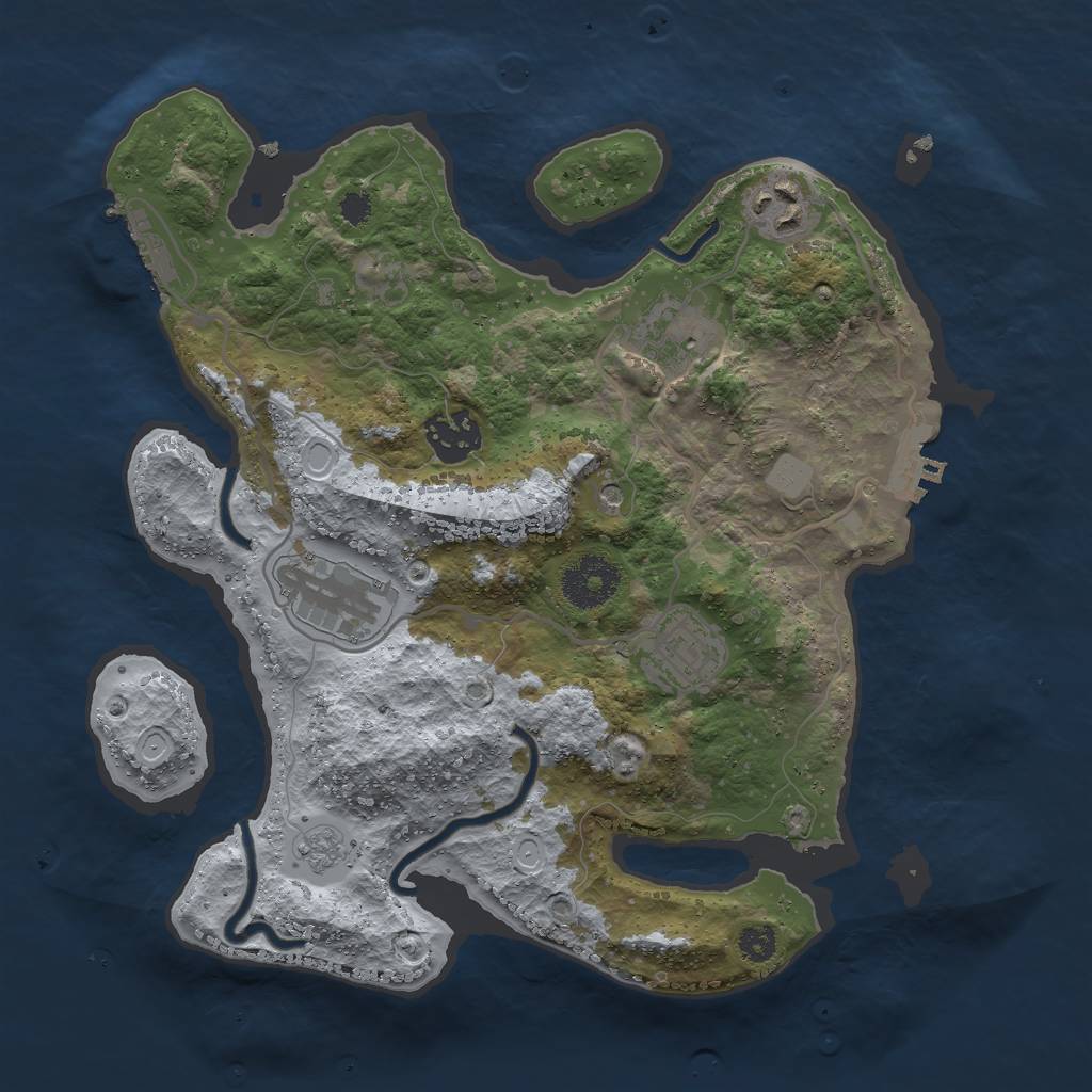 Rust Map: Procedural Map, Size: 3000, Seed: 3197723, 12 Monuments