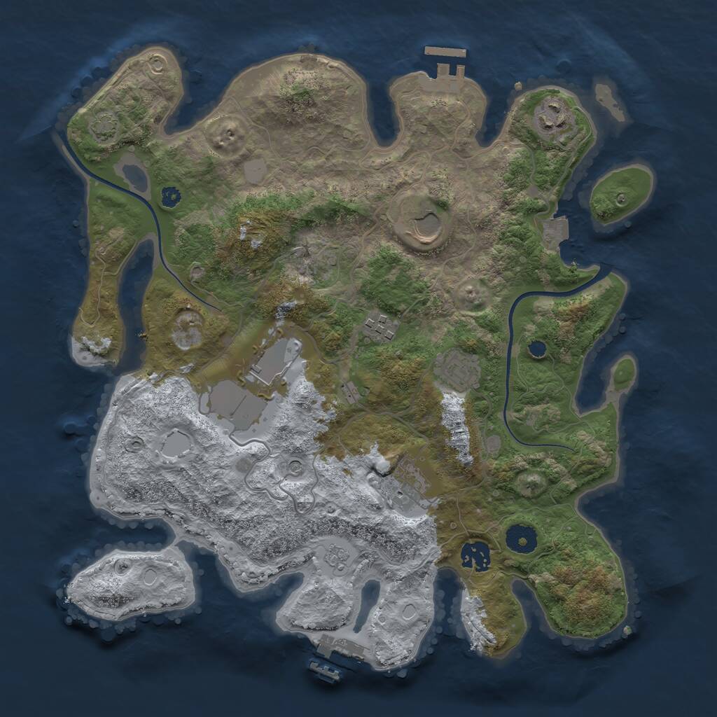 Rust Map: Procedural Map, Size: 3500, Seed: 43674, 13 Monuments