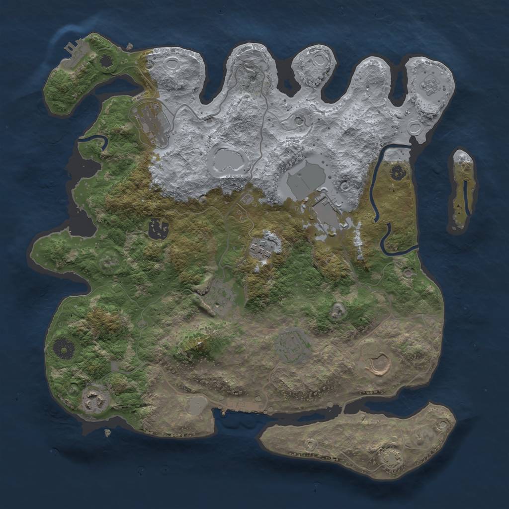 Rust Map: Procedural Map, Size: 3550, Seed: 944872, 16 Monuments