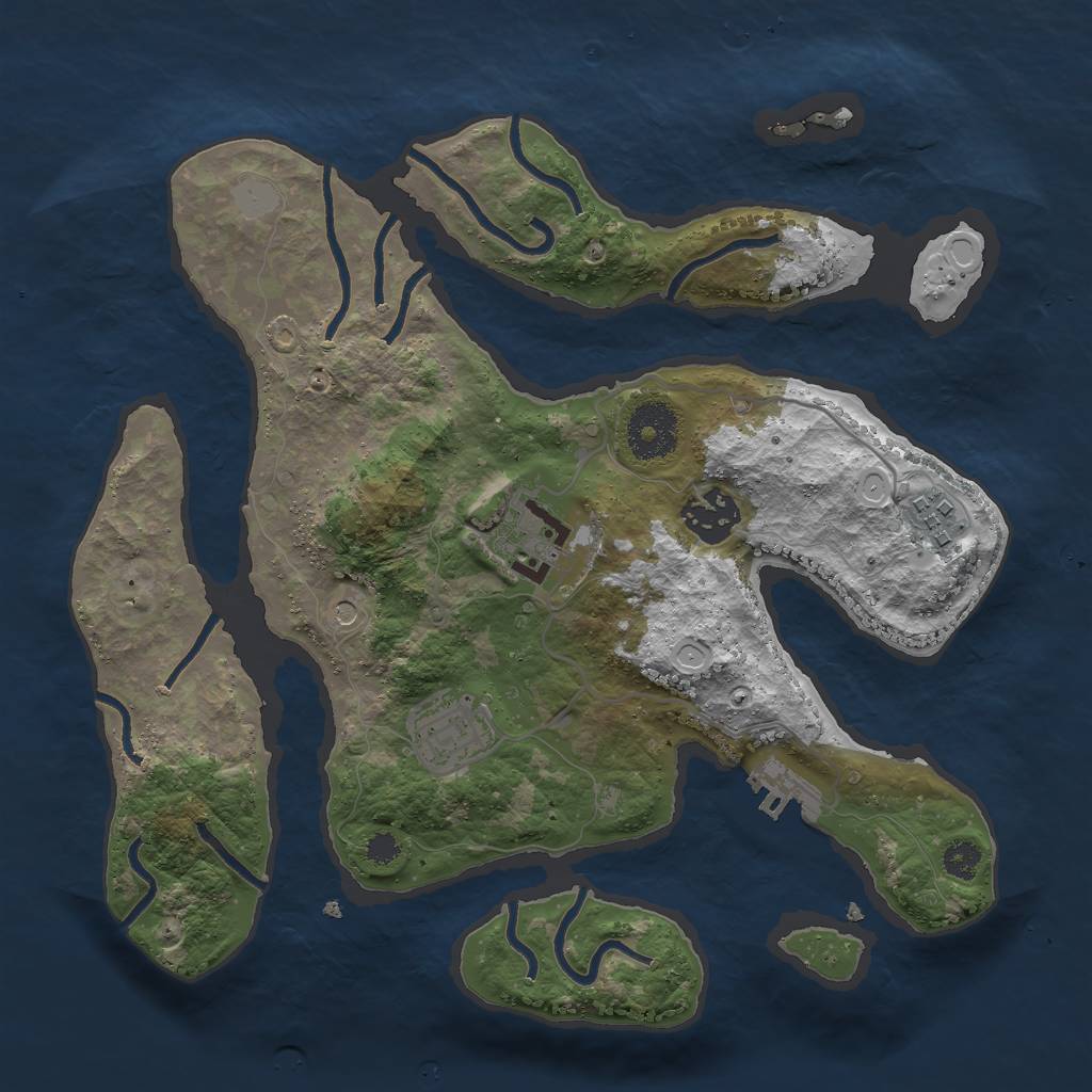 Rust Map: Procedural Map, Size: 3000, Seed: 2057560178, 11 Monuments