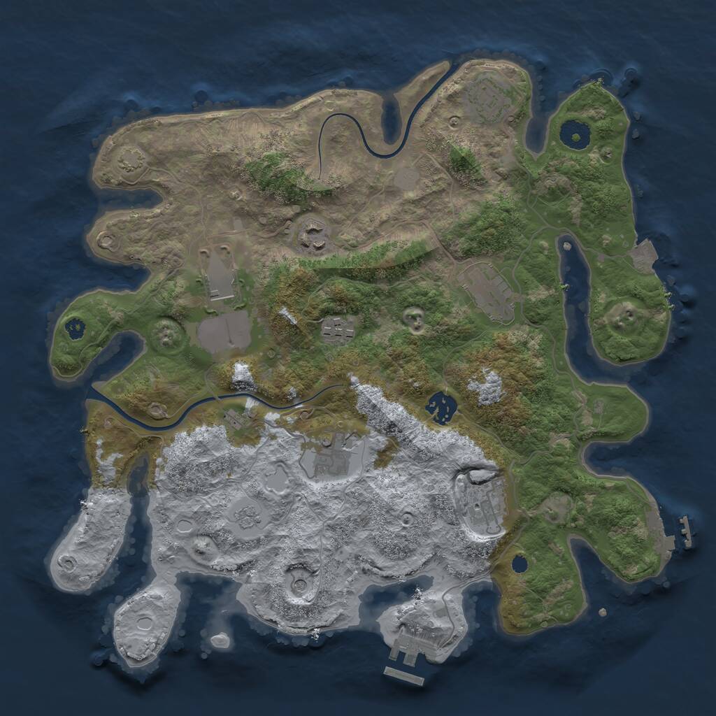 Rust Map: Procedural Map, Size: 3550, Seed: 218958, 14 Monuments