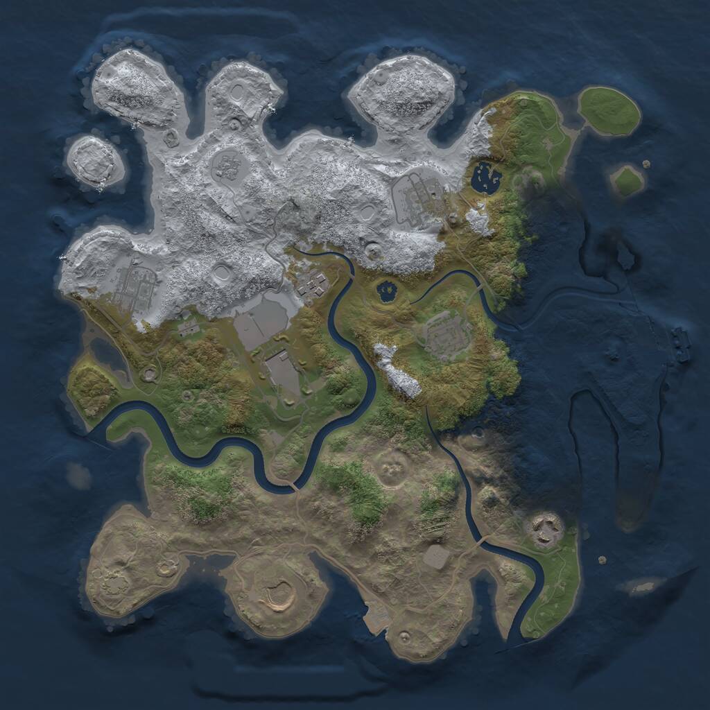 Rust Map: Procedural Map, Size: 3500, Seed: 88741, 13 Monuments