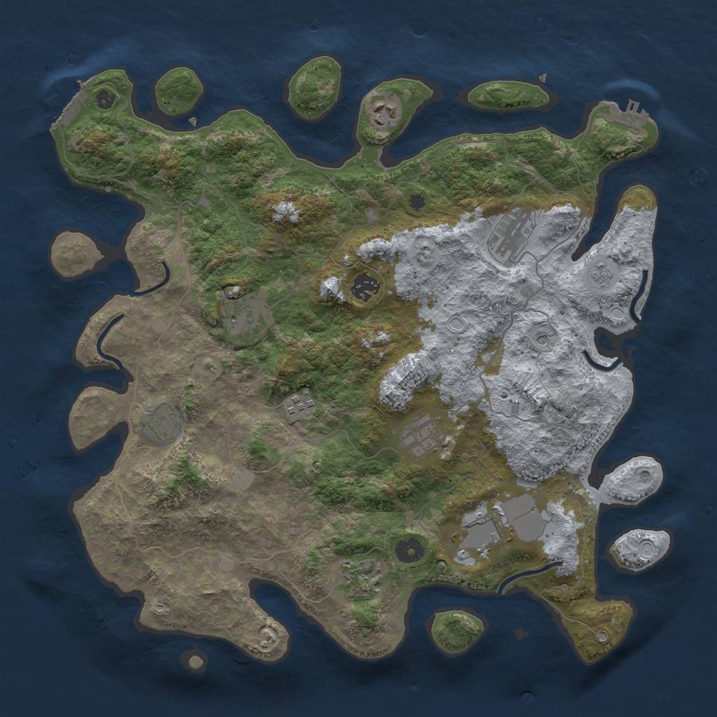 Rust Map: Procedural Map, Size: 4000, Seed: 808704, 16 Monuments