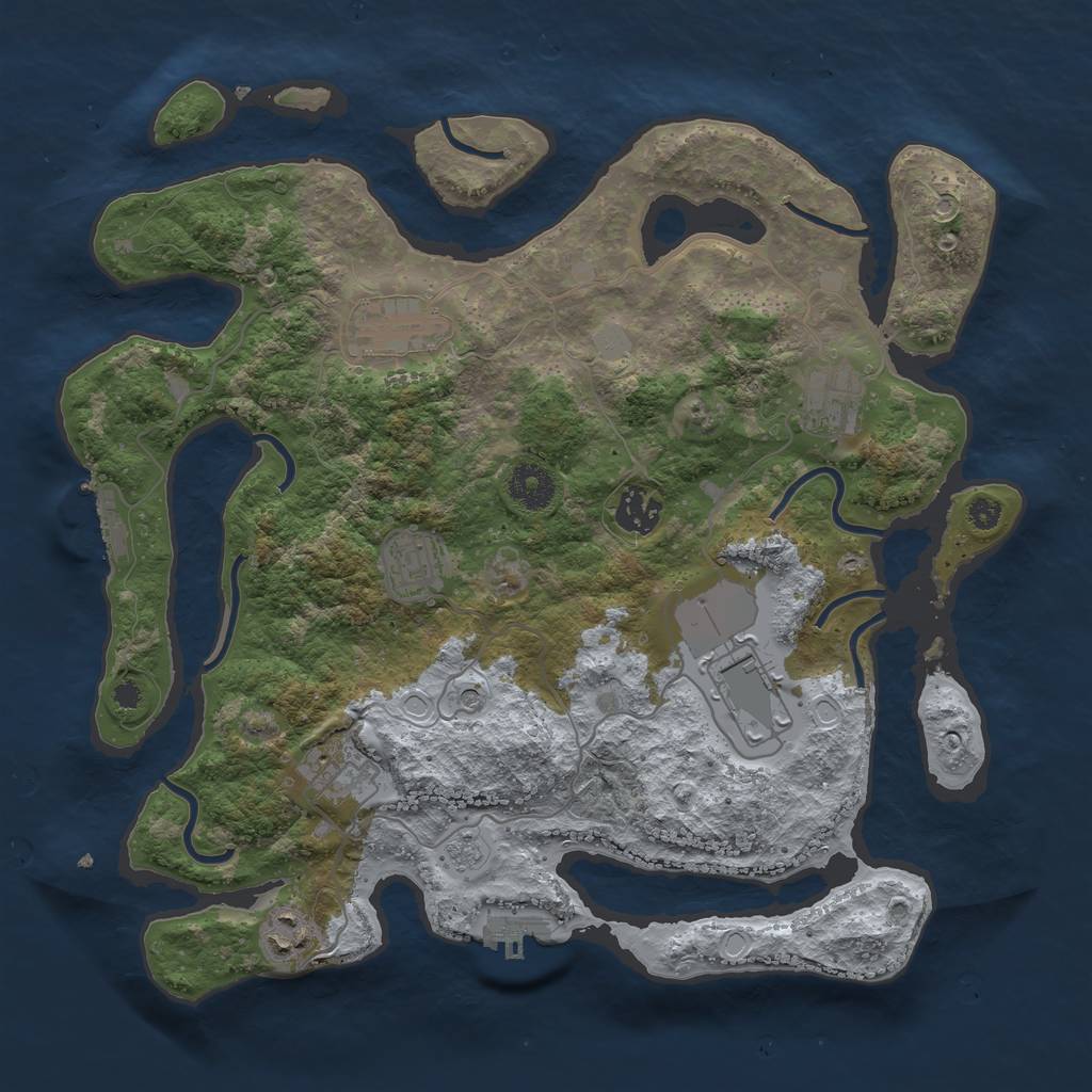 Rust Map: Procedural Map, Size: 3550, Seed: 547875, 14 Monuments